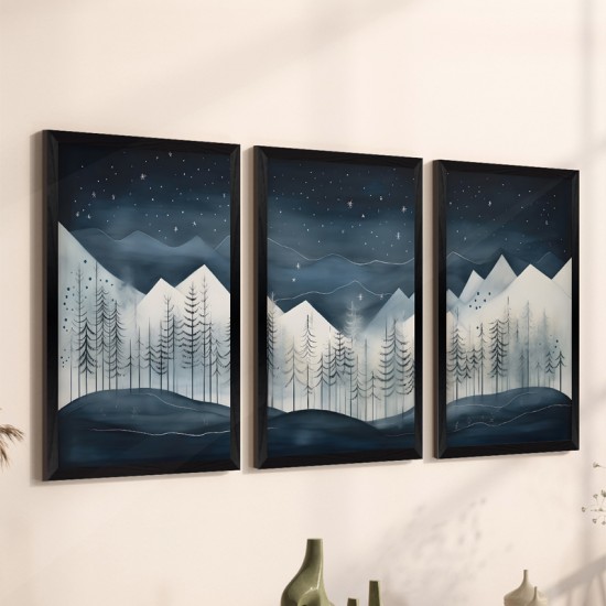 Πίνακας Wavy  τρίπτυχος με ψηφιακή εκτύπωση και πλαίσιο 33x0.3x48εκ