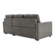 Γωνιακός αναστρέψιμος καναπές κρεβάτι Napora  με αποθηκευτικό χώρο γκρι ύφασμα 214x83/138x90εκ
