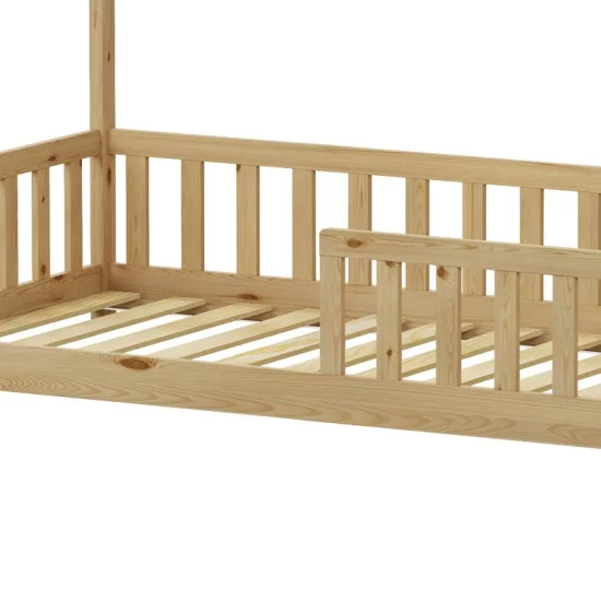 Παιδικό κρεβάτι Bambie με κιγκλίδωμα τ. Montessori  ξύλο πεύκου σε φυσική απόχρωση 90x190εκ