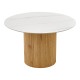 Τραπέζι Sikulu  oak MDF με κεραμική επιφάνεια σε λευκό μαρμάρου Φ125x77εκ--(Eλάχ.Ποσότητα:)