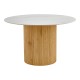 Τραπέζι Sikulu  oak MDF με κεραμική επιφάνεια σε λευκό μαρμάρου Φ125x77εκ--(Eλάχ.Ποσότητα:)