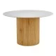 Τραπέζι Sikulu  mdf oak - λευκή όψη τραβερτίνας Φ125x77εκ