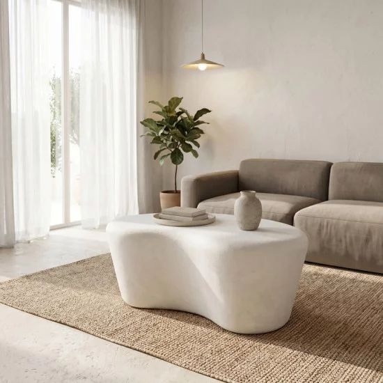 Τραπέζι σαλονιού Fedris  mdf λευκό 80x70x34εκ