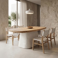 Τραπέζι Fessen  ξύλο ελάτου-mdf oak-λευκό 180x90x78εκ