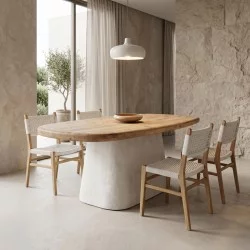 Τραπέζι Fessen  ξύλο ελάτου-mdf oak-λευκό 180x90x78εκ