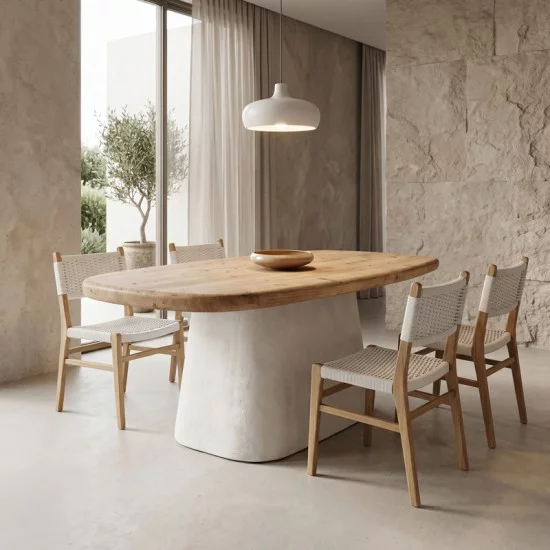 Τραπέζι Fessen  ξύλο ελάτου-mdf oak-λευκό 180x90x78εκ