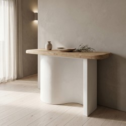 Κονσόλα Jeckie  ξύλο ελάτου-mdf oak-λευκό 120x38x80εκ