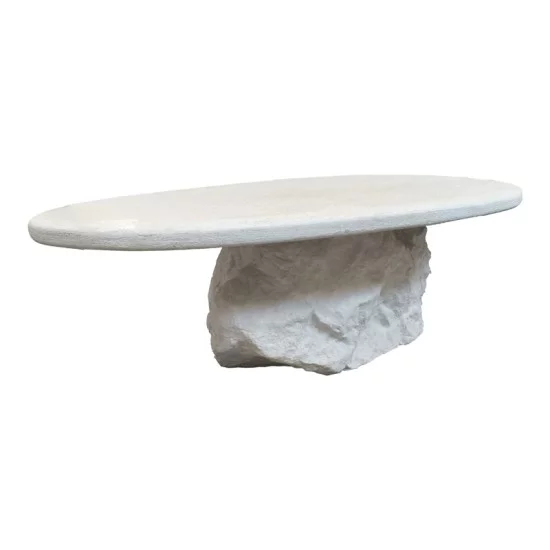 Τραπέζι σαλονιού Zinol  mdf-polyresin λευκό 105x62x32εκ