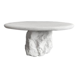 Τραπέζι σαλονιού Zinol  mdf-polyresin λευκό Φ77x36εκ