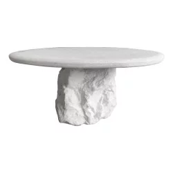Τραπέζι σαλονιού Zinol  mdf-polyresin λευκό Φ77x36εκ