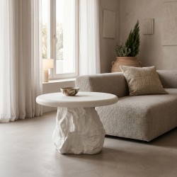 Βοηθητικό τραπέζι Zinol  mdf-polyresin λευκό Φ58x41εκ