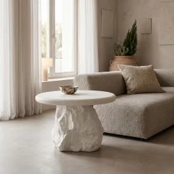 Βοηθητικό τραπέζι Zinol  mdf-polyresin λευκό Φ58x41εκ