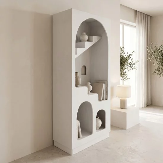 Βιβλιοθήκη-ραφιέρα Boolten  mdf λευκό 80x38x190εκ