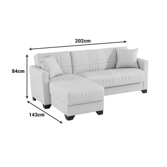 Γωνιακός καναπές-κρεβάτι αναστρέψιμος Stashio  ύφασμα καφε 202x143x84εκ