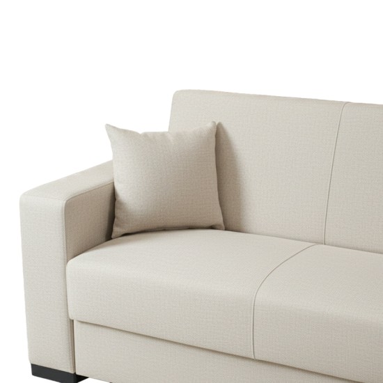 Γωνιακός καναπές-κρεβάτι αναστρέψιμος Dumma  ύφασμα κρεμ 226x148x86εκ