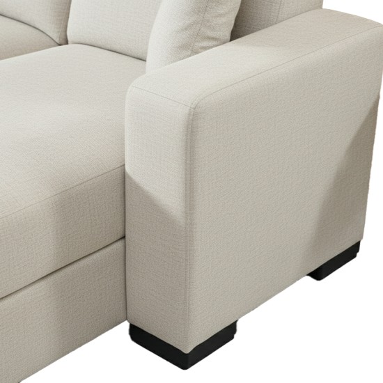 Γωνιακός καναπές-κρεβάτι αναστρέψιμος Dumma  ύφασμα κρεμ 226x148x86εκ