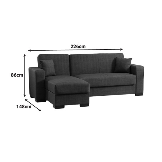 Γωνιακός καναπές-κρεβάτι αναστρέψιμος Dumma  ύφασμα κρεμ 226x148x86εκ