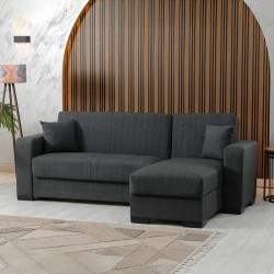 Γωνιακός καναπές-κρεβάτι αναστρέψιμος Dumma  ύφασμα ανθρακί 226x148x86εκ