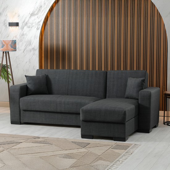 Γωνιακός καναπές-κρεβάτι αναστρέψιμος Dumma  ύφασμα ανθρακί 226x148x86εκ
