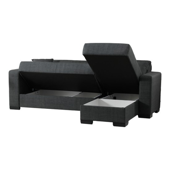 Γωνιακός καναπές-κρεβάτι αναστρέψιμος Dumma  ύφασμα ανθρακί 226x148x86εκ