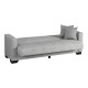 Καναπές Κρεβάτι τριθέσιος Vox  με αποθηκευτικό χώρο ανοιχτό γκρι ύφασμα 210x84x83εκ