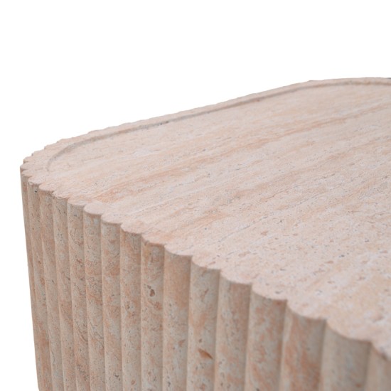 Τραπέζι σαλονιού Doric  MGO όψη τραβερτίνας 80x80x38εκ