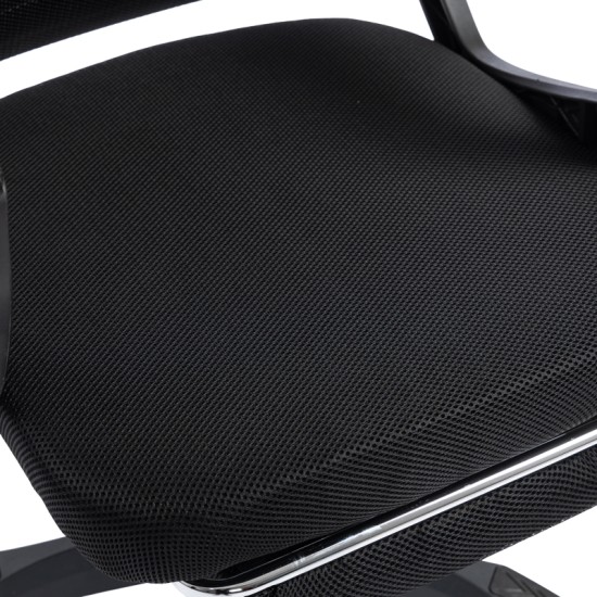 Καρέκλα γραφείου διευθυντή με υποπόδιο Meton  mesh χρώμα μαύρο 48x60x118-128εκ