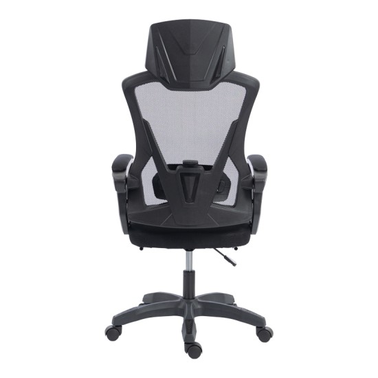 Καρέκλα γραφείου διευθυντή με υποπόδιο Meton  mesh χρώμα μαύρο 48x60x118-128εκ