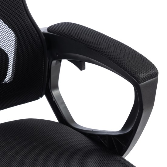 Καρέκλα γραφείου διευθυντή με υποπόδιο Meton  mesh χρώμα μαύρο 48x60x118-128εκ