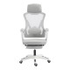 Καρέκλα γραφείου διευθυντή με υποπόδιο Meton  λευκό - mesh γκρι 48x60x118-128εκ