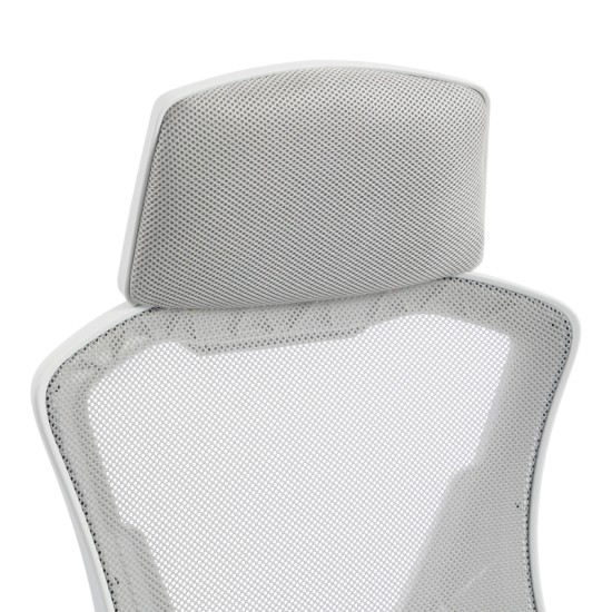 Καρέκλα γραφείου διευθυντή με υποπόδιο Meton  λευκό - mesh γκρι 48x60x118-128εκ