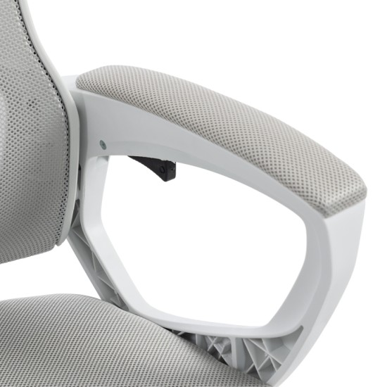 Καρέκλα γραφείου διευθυντή με υποπόδιο Meton  λευκό - mesh γκρι 48x60x118-128εκ