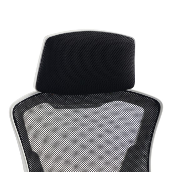 Καρέκλα γραφείου διευθυντή με υποπόδιο Meton  λευκό - mesh μαύρο 48x60x118-128εκ