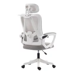 Καρέκλα γραφείου διευθυντή Exeter  λευκή - mesh γκρι 50x58x119-129εκ