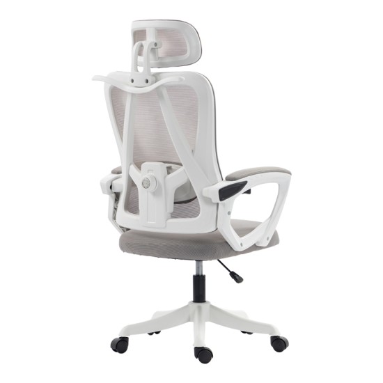Καρέκλα γραφείου διευθυντή Exeter  λευκή - mesh γκρι 50x58x119-129εκ