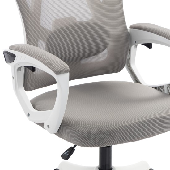 Καρέκλα γραφείου διευθυντή Exeter  λευκή - mesh γκρι 50x58x119-129εκ