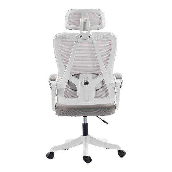 Καρέκλα γραφείου διευθυντή Exeter  λευκή - mesh γκρι 50x58x119-129εκ