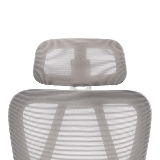 Καρέκλα γραφείου διευθυντή Exeter  λευκή - mesh γκρι 50x58x119-129εκ