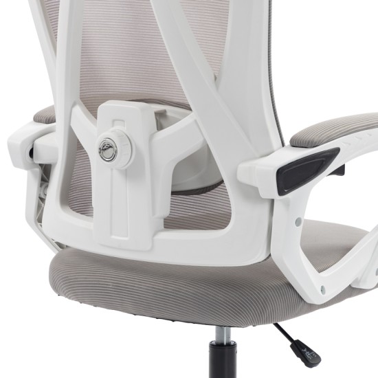 Καρέκλα γραφείου διευθυντή Exeter  λευκή - mesh γκρι 50x58x119-129εκ