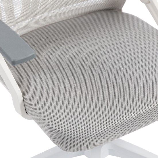 Καρέκλα γραφείου εργασίας Penza  λευκή - mesh γκρι 48x58x92-102εκ