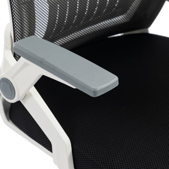 Καρέκλα γραφείου εργασίας Penza  λευκή - mesh μαυρο 48x58x92-102εκ