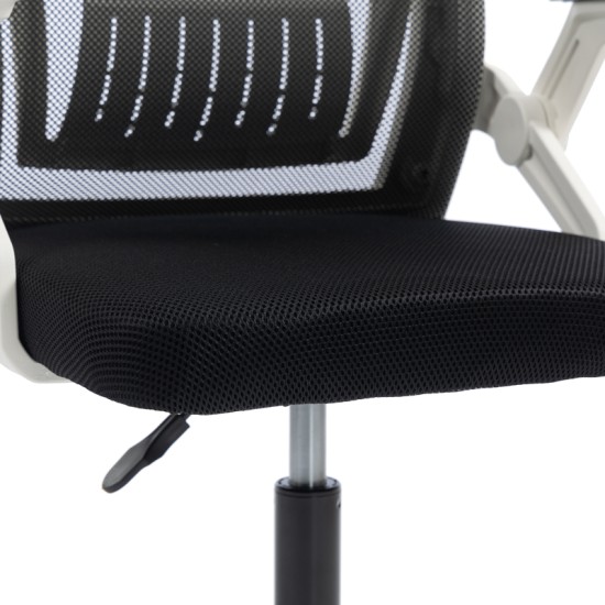 Καρέκλα γραφείου εργασίας Penza  λευκή - mesh μαυρο 48x58x92-102εκ