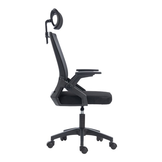 Καρέκλα γραφείου Plymot  mesh χρώμα μαύρο 48x58x112-122εκ