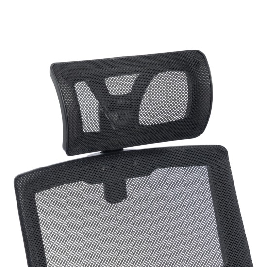 Καρέκλα γραφείου Plymot  mesh χρώμα μαύρο 48x58x112-122εκ