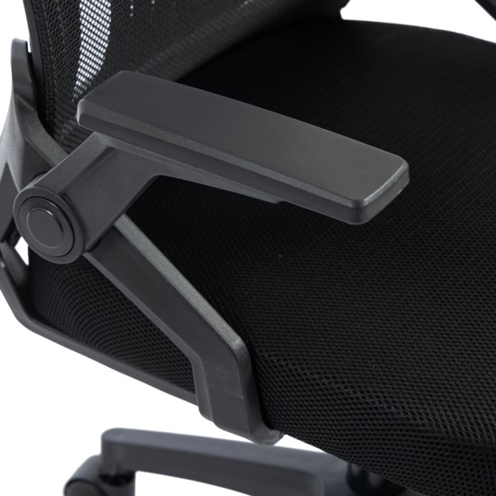 Καρέκλα γραφείου Plymot  mesh χρώμα μαύρο 48x58x112-122εκ