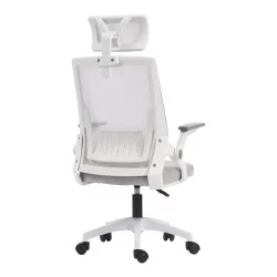 Καρέκλα γραφείου Plymot  λευκή - mesh γκρι 48x58x112-122εκ