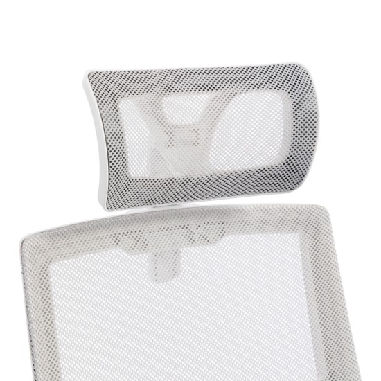 Καρέκλα γραφείου Plymot  λευκή - mesh γκρι 48x58x112-122εκ