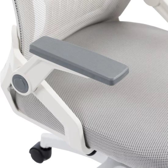 Καρέκλα γραφείου Plymot  λευκή - mesh γκρι 48x58x112-122εκ