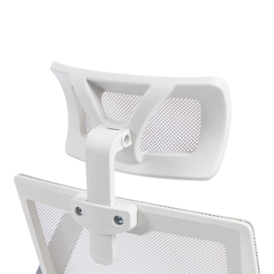 Καρέκλα γραφείου Plymot  λευκή - mesh γκρι 48x58x112-122εκ