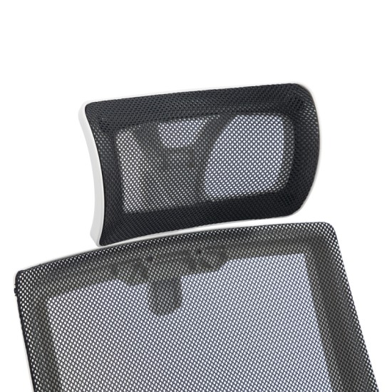 Καρέκλα γραφείου Plymot  λευκή - mesh μαύρο 48x58x112-122εκ